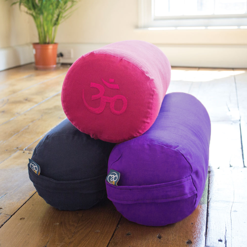 Coloured yoga boosters with OM symbol and handle