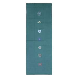 100% Cotton embroidered Yoga Rug in Forest Green