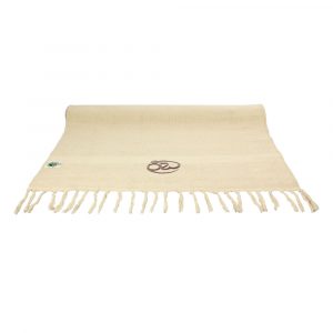 Yoga Rug in Natural Cotton with Om symbol