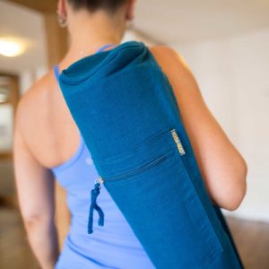 blue jute yoga mat bag